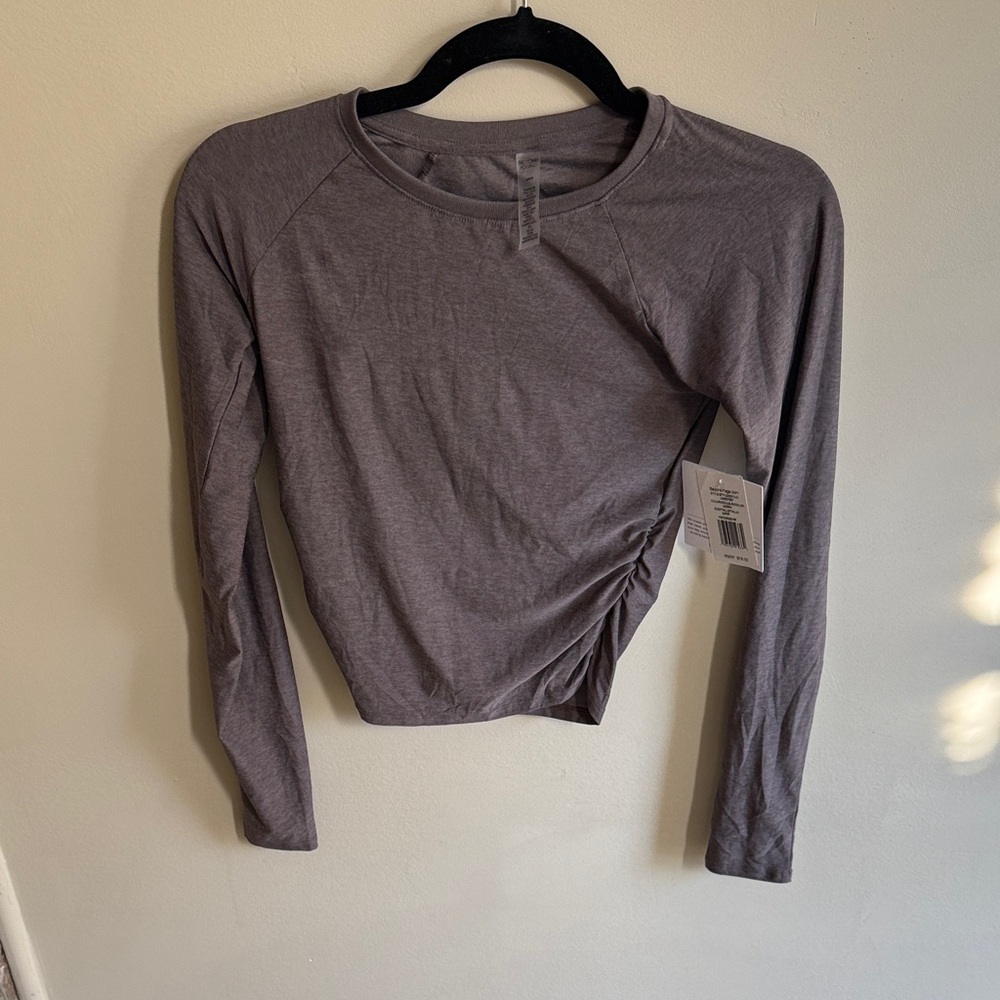 Beyond Yoga Grey Long Sleeve Ruched Top Size Small NWT
